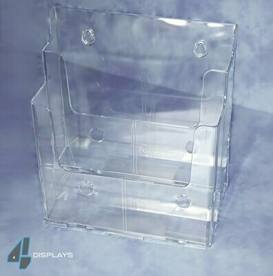 A4, 2-Tier Clear Brochure Holder, Free Stand or Wall Mount