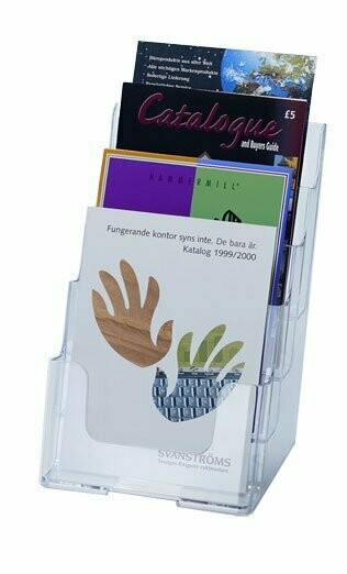 A5, 4-Pocket Portrait Brochure Stand. Free Stand or Wall Mount.