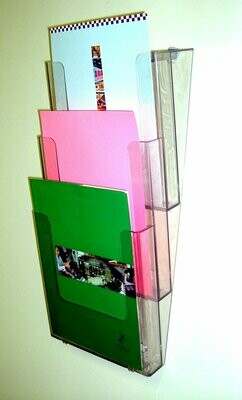 A4, 3-Pocket Brochure Holder Wall Mounting, Stackable.