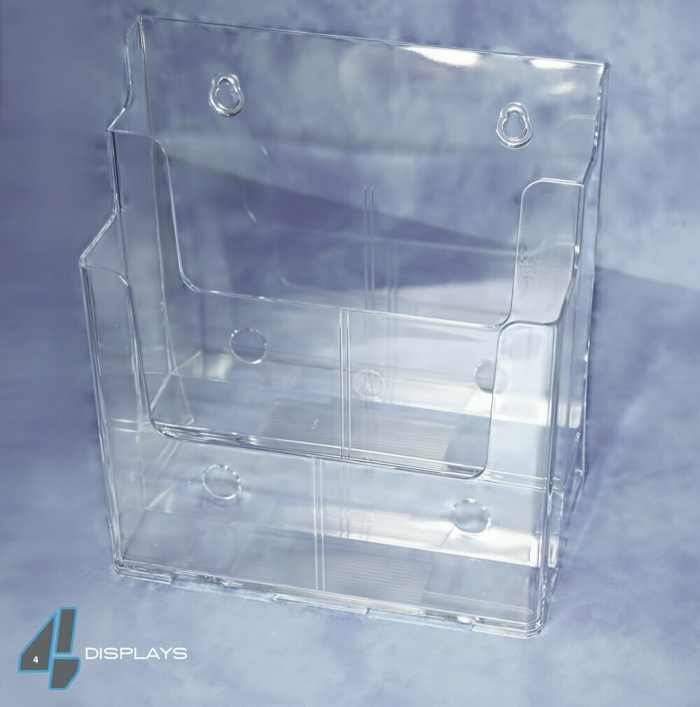 DL, 2-Tier Clear Brochure Holder, Free Stand or Wall Mount
