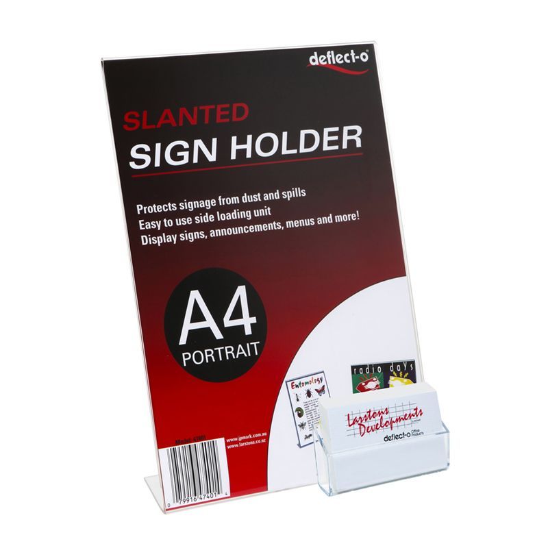Slanted Sign Holder with Business Card Holder