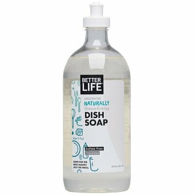 Better Life Dish Soap, Scent-Free, 22oz/ 651ml