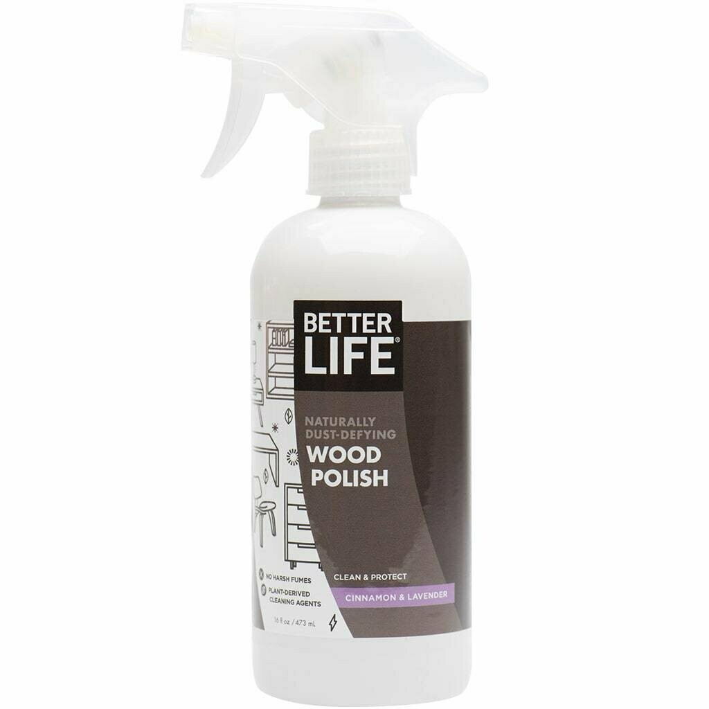 Better Life Wood Polish Clean & Protect, Cinnamon & Lavender, 16oz/ 473ml