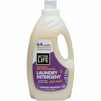 Better Life Laundry Detergent, Lavender & Grapefruit, 64oz/ 1893ml