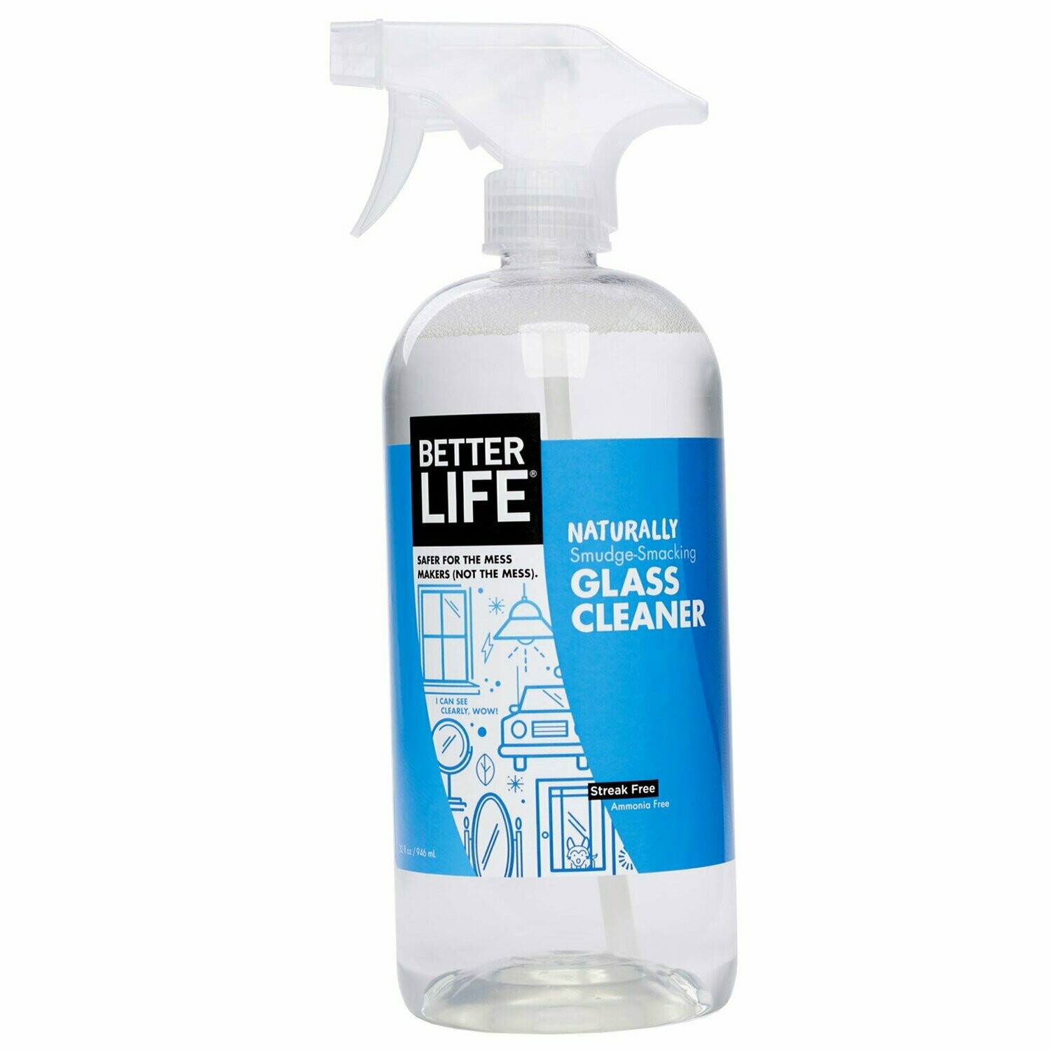 Better Life Glass Cleaner, Scent-Free, 32oz/ 946ml