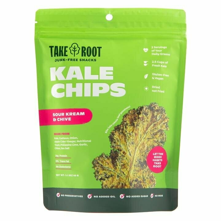 Take Root SOUR KREAM & CHIVE Kale Chips 35 grams (Vegan)