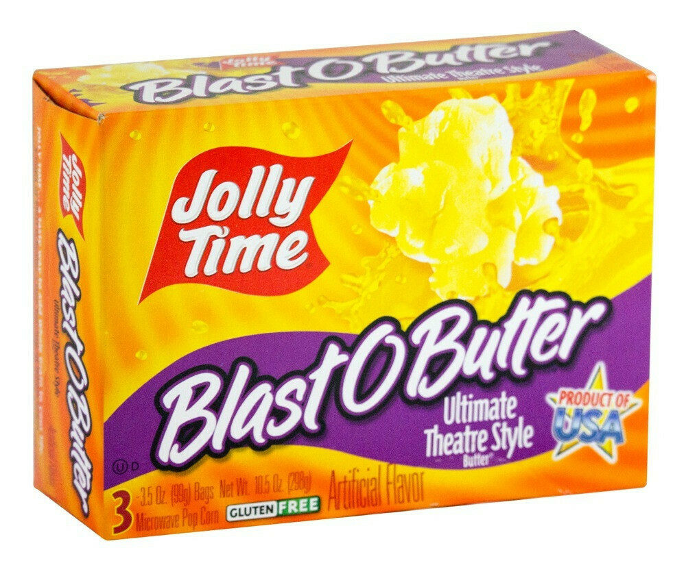 Jolly Time BLAST O BUTTER Ultimate Theatre Style Popcorn (Microwave Popcorn) 3 x 99g bags