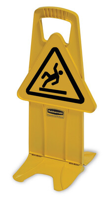 Rubbermaid YELLOW STABLE SAFETY SIGN with INTL. WET FLOOR SYMBOL