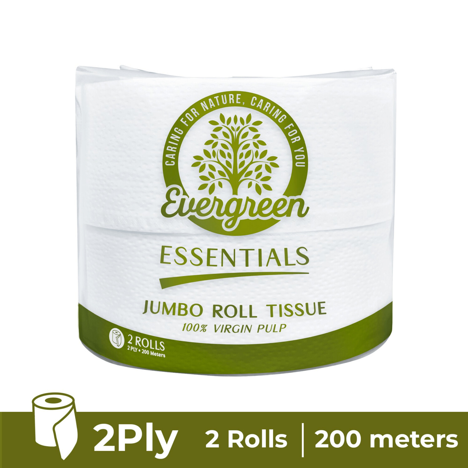 Evergreen Jumbo Roll Tissue 2 Ply 200 Meters x 2 Rolls