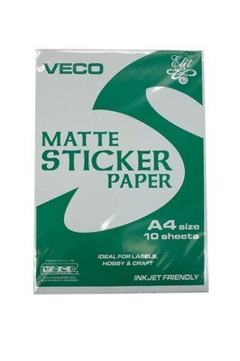 Elit MATTE STICKER PAPER A4 SIZE - 10 SHEETS