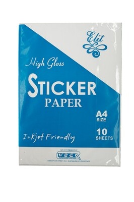 Elit HIGH GLOSS STICKER PAPER A4 SIZE- 10 SHEETS