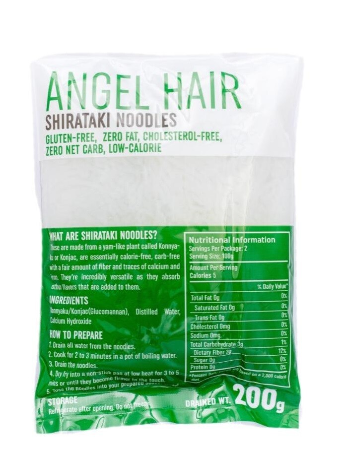 Shirataki Noodles ANGEL HAIR 200g - for low carb / keto diet
