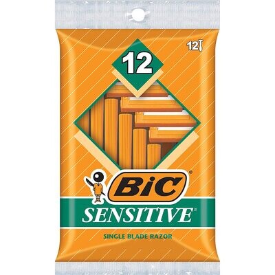 BIC Sensitive Shaver Men's Single Blade Disposable Razor, 12-Count - USA