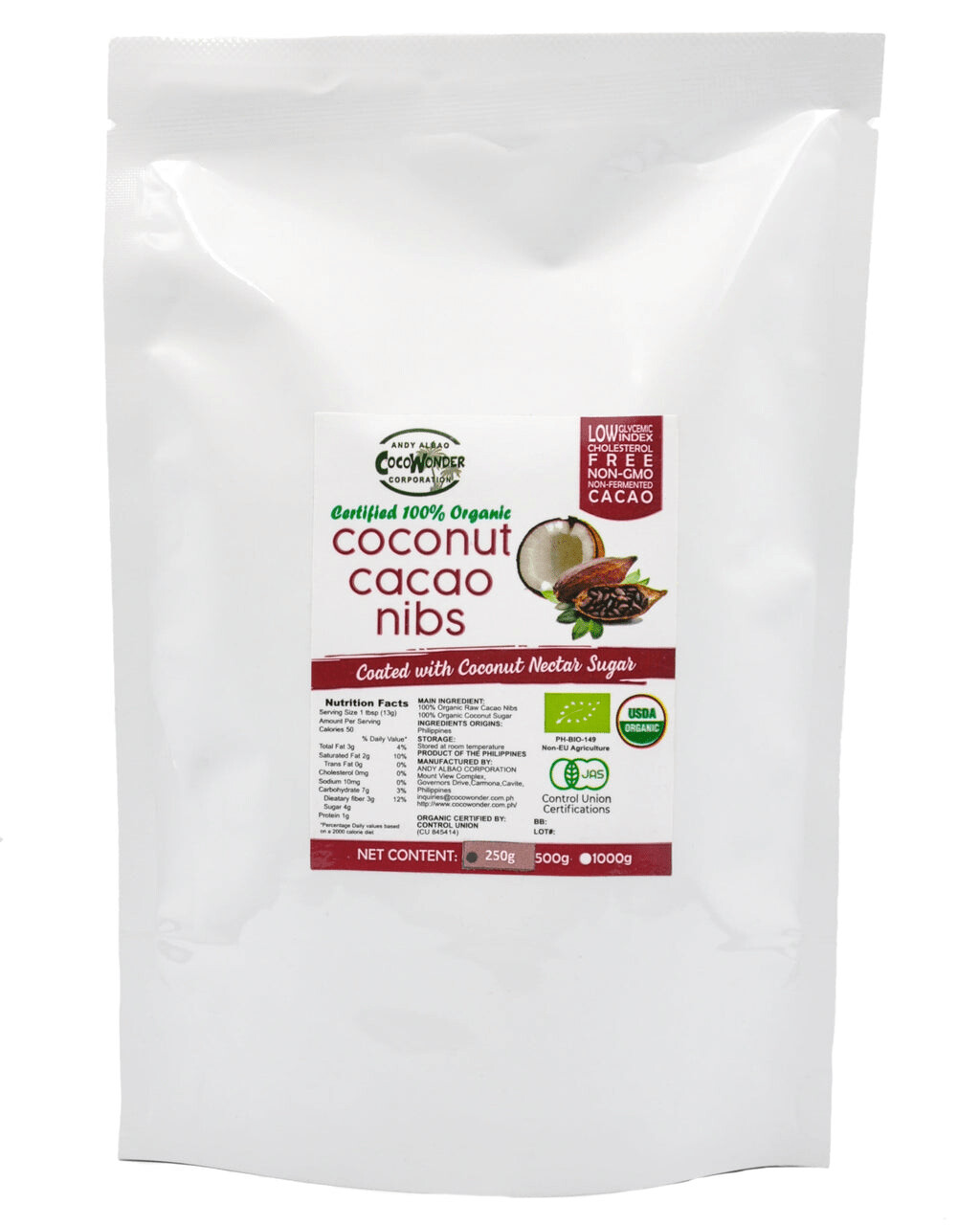 Organic COCONUT CACAO NIBS 250g