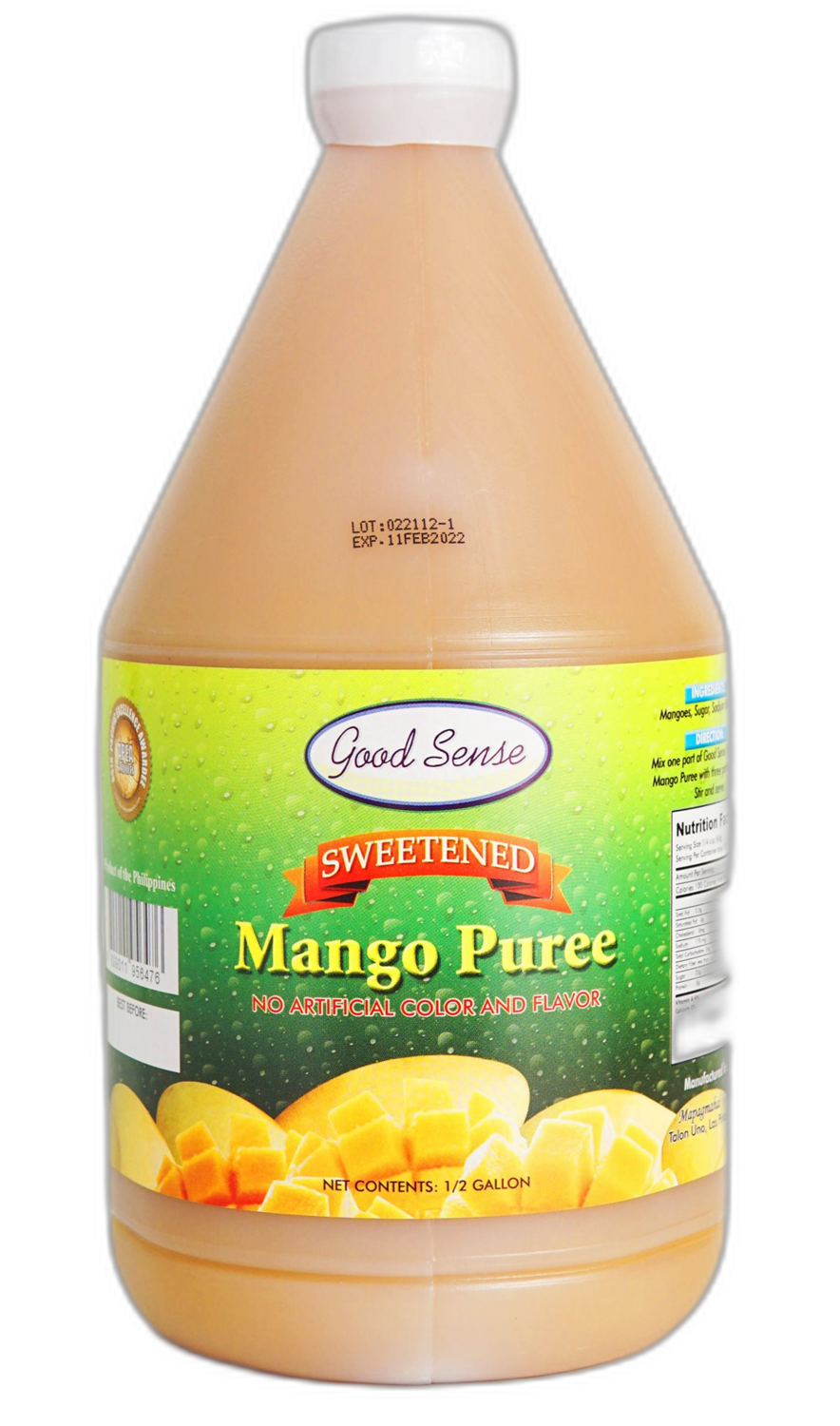 Good Sense Sweetened MANGO PUREE  1/2 Gallon