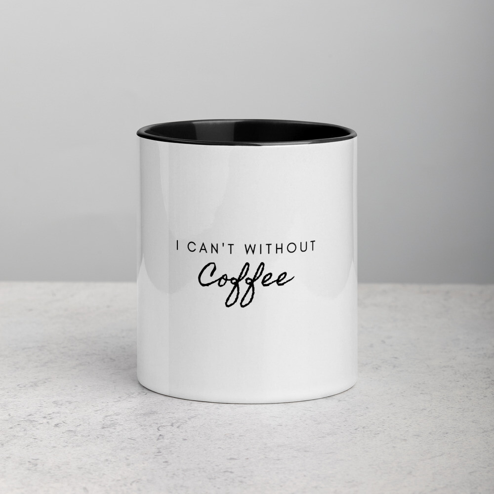  In Cursive Ceramic Coffee Mug with Color Inside, Color: Black