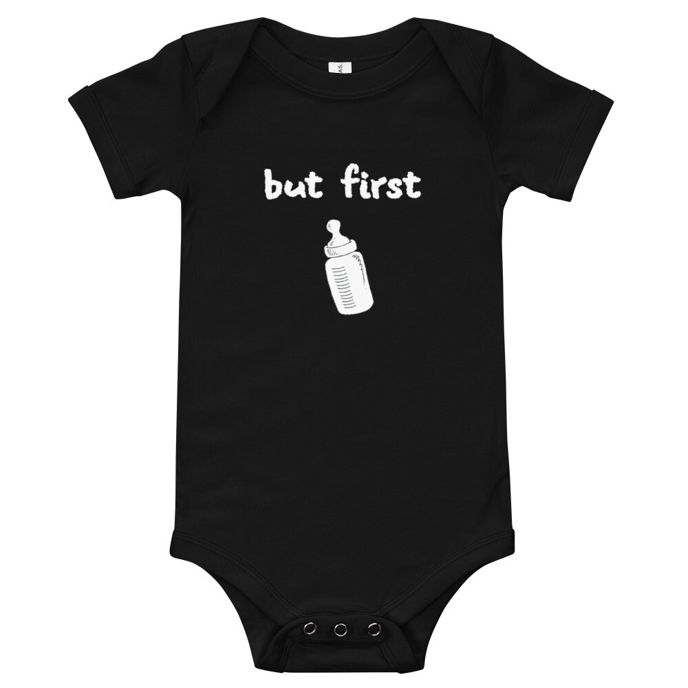 But First Baba Baby Onesie, Color: Black, Size: 3-6m
