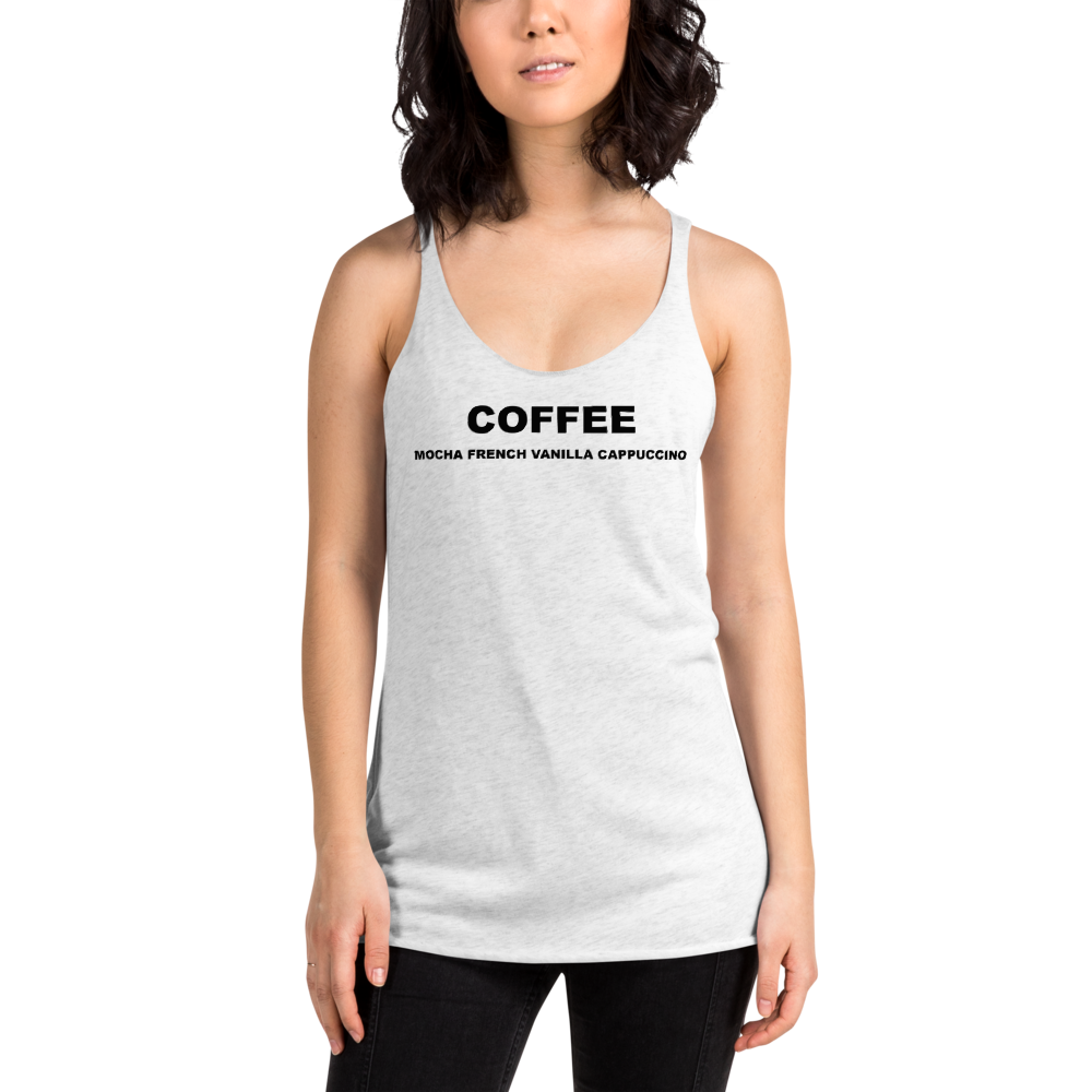 Coffee Palette Racerback Tank, Size: XS, Color: Heather White