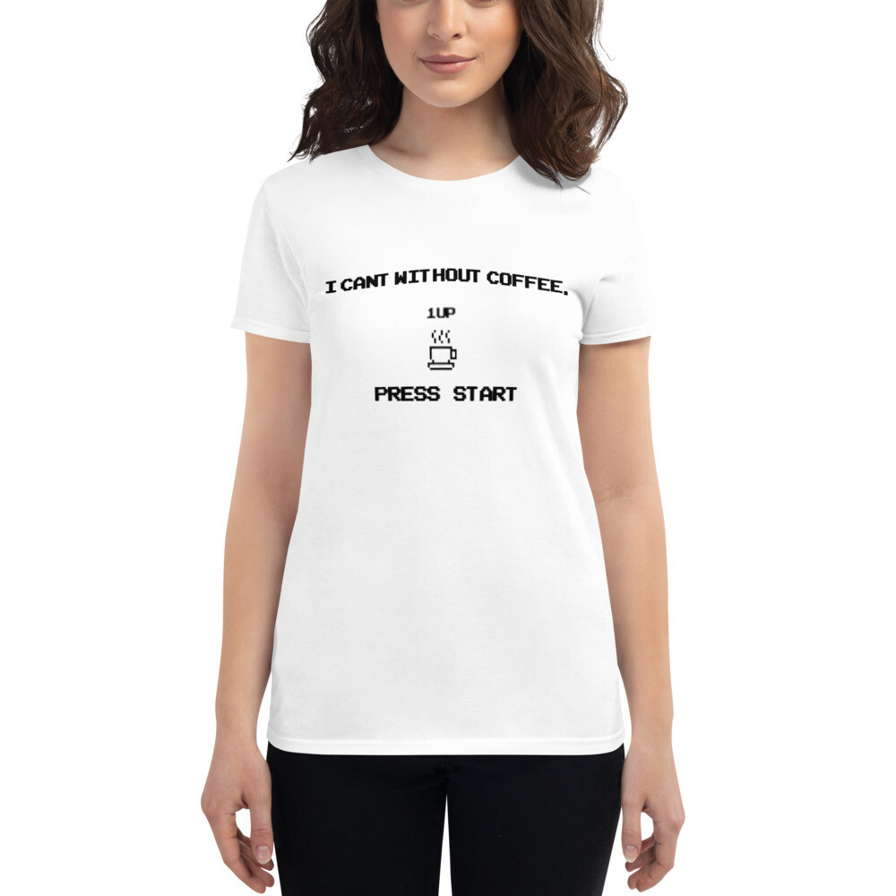 Press Start-Women&#39;s Short Sleeve T-shirt, Color: White, Size: S