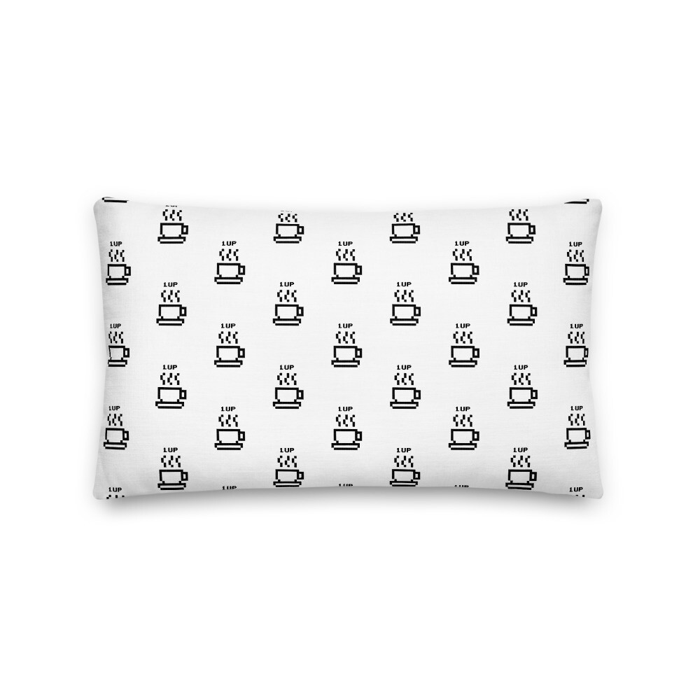 1UP Premium Throw Pillow, Color: White, Size: 20×12