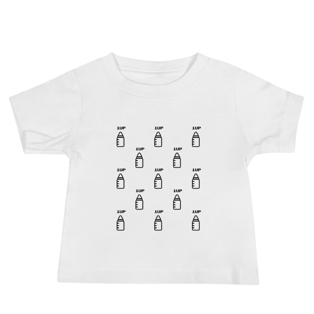  Power Up Baby Jersey Short Sleeve T-Shirt, Color: White, Size: 6-12m