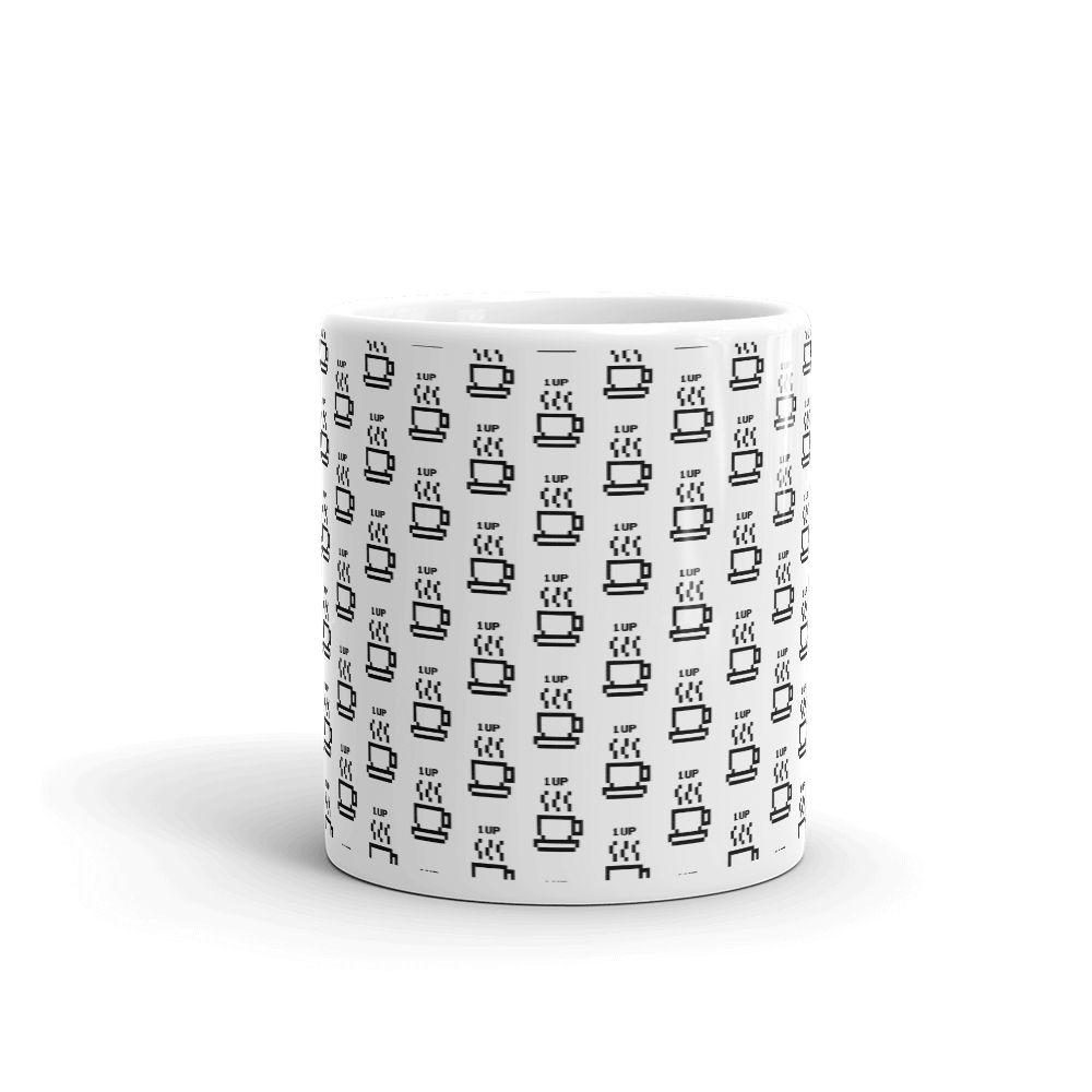 1UP Ceramic Coffee Mug, Size: 11oz, Color: White