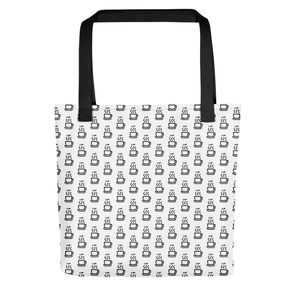 1UP Tote bag, Strap Color: Black, Bag Color: White