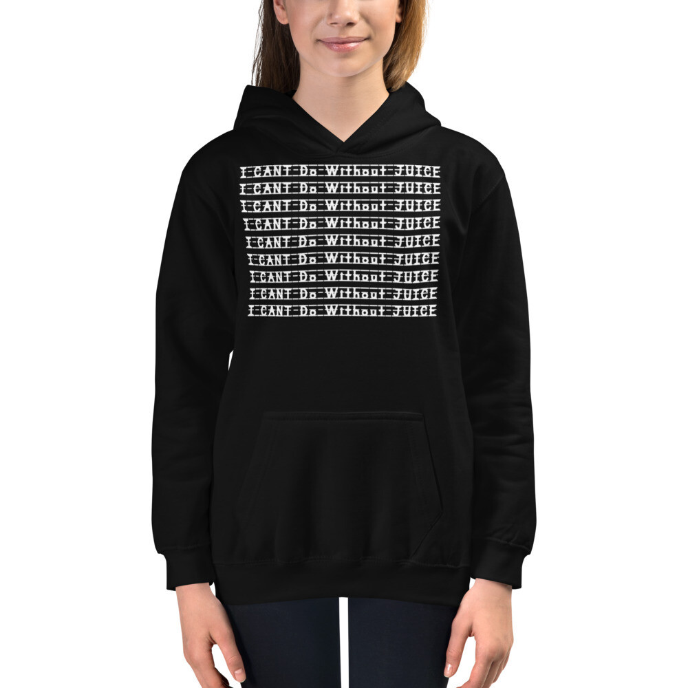  I CAN&#39;T Do Without Juice Kids Graphic Hoodie, Color: Jet Black, Size: XS