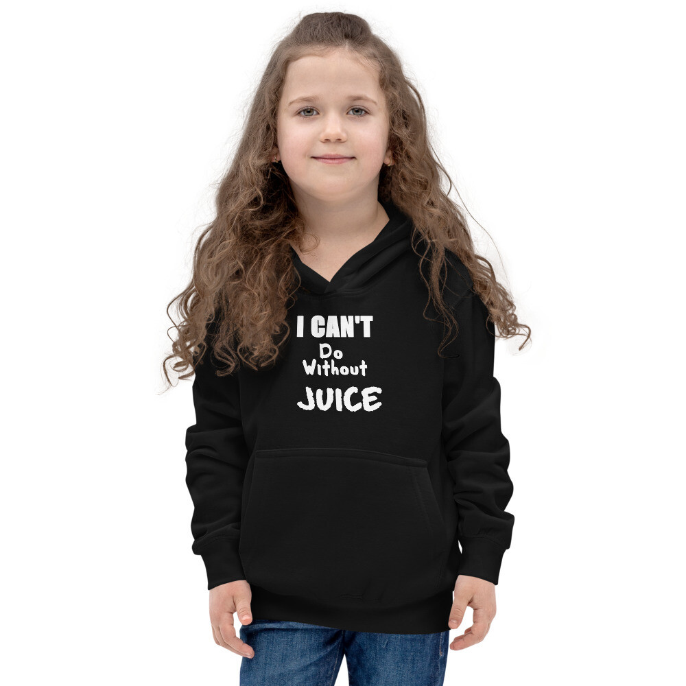  I CAN&#39;T Do Without Juice (Two) Kids Graphic Hoodie, Color: Jet Black, Print Color: White, Size: XS