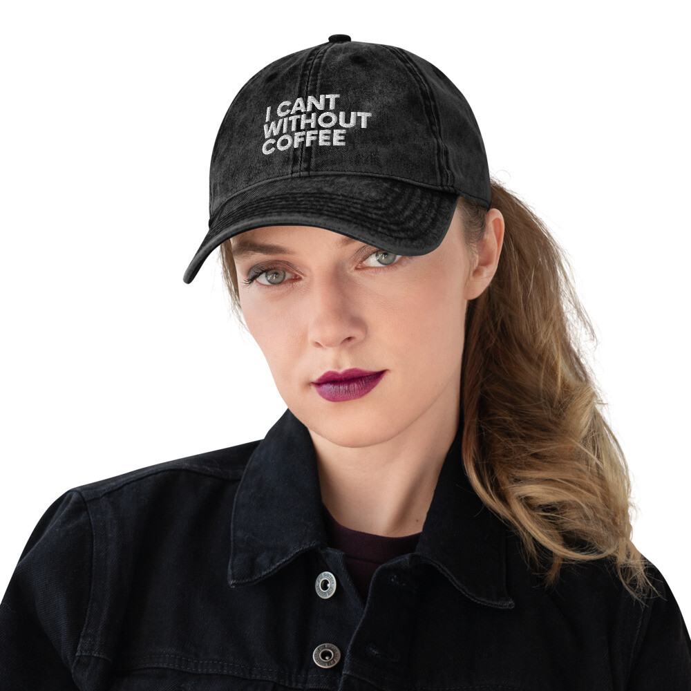  Bold is Best Women&#39;s Vintage Cotton Twill Cap, Color: Black, Stitch Color: White