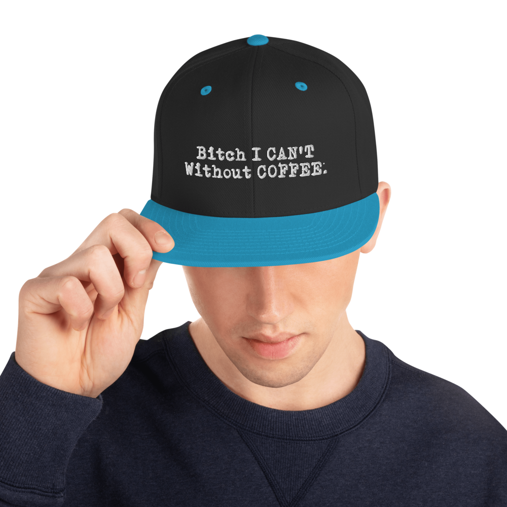  Bold &amp; Edgy Snapback Hat, Color: Black/ Teal, Thread Color: White