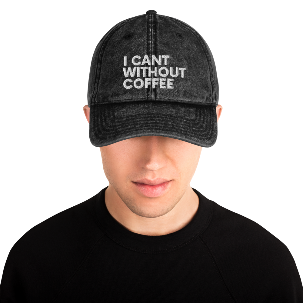 Bold is Best Men&#39;s Vintage Cotton Twill Cap, Color: Black, Stitch Color: White