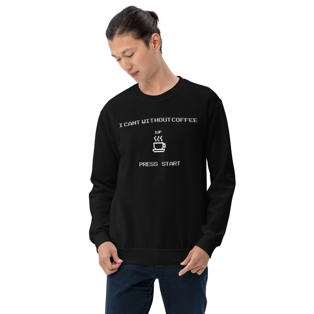  Press Start Men&#39;s Sweatshirt, Color: Black, Size: S, Print Color: White