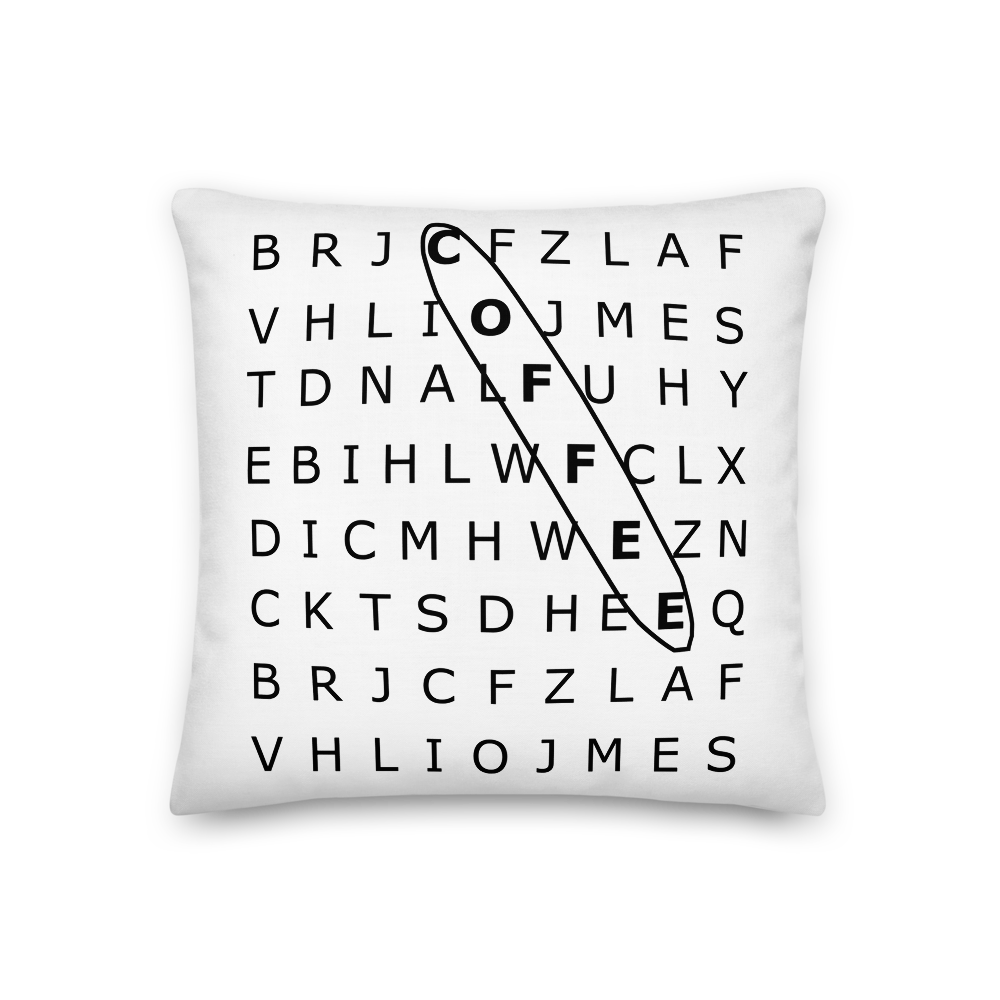 Coffee Search Premium Throw Pillow, Color: White, Size: 18×18