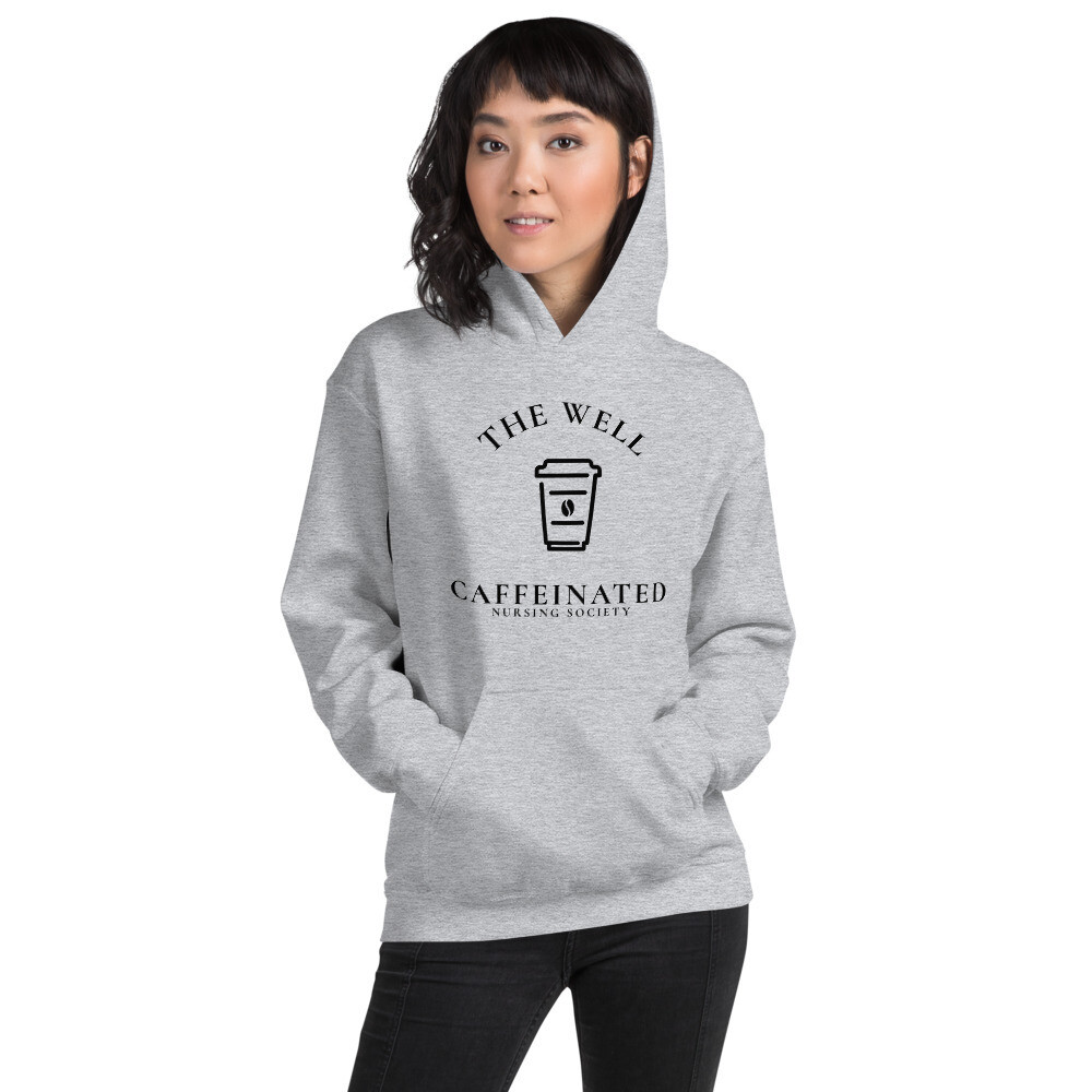  Caffeinated Nursing Society Women&#39;s Graphic Hoodie, Color: Sport Grey, Size: S, Print Color: Black