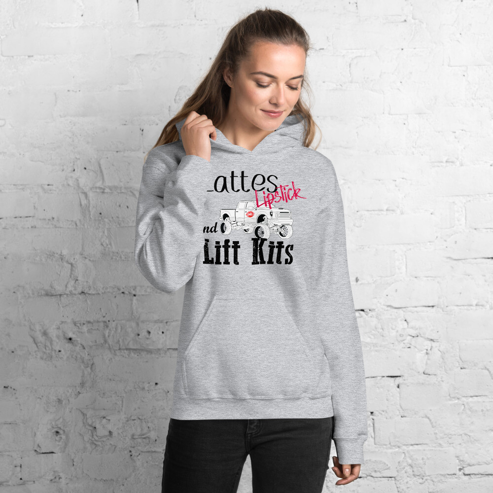 Lattes Lipstick &amp; Lift Kits Women&#39;s Country Western Graphic Hoodie, Color: Sport Grey, Size: S, Accent Color: RED
