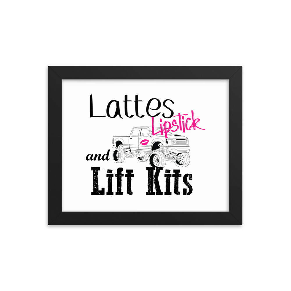 Lattes, Lipstick, and Lift Kits Framed Wall Art, Size: 8×10