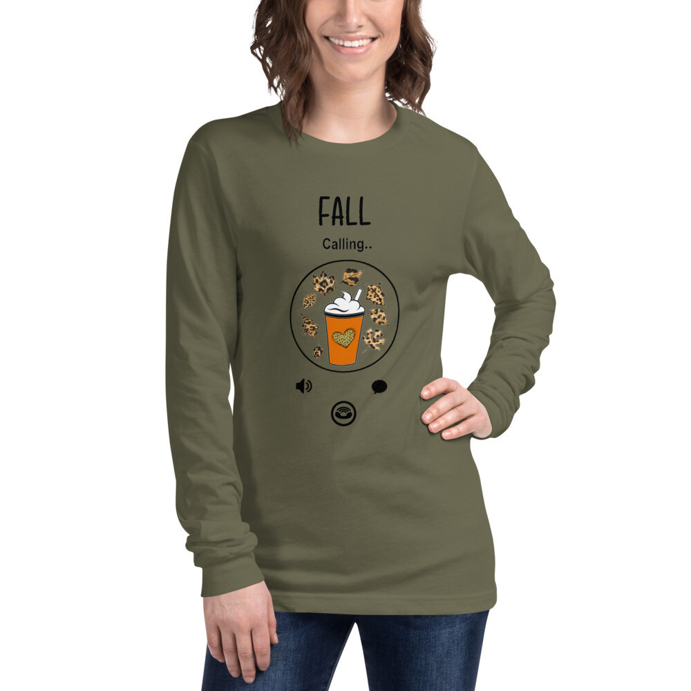 Calling Fall Women&#39;s Long Sleeve T-Shirt, Color: Military Green, Size: XS