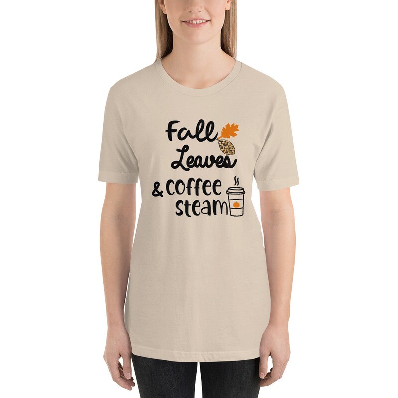 Fall Leaves and Coffee Steam Women's Fall T-Shirt