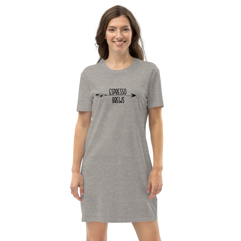 Espresso Brews &amp; Cowgirl Boots Organic cotton t-shirt dress, Color: Heather Grey, Size: XS