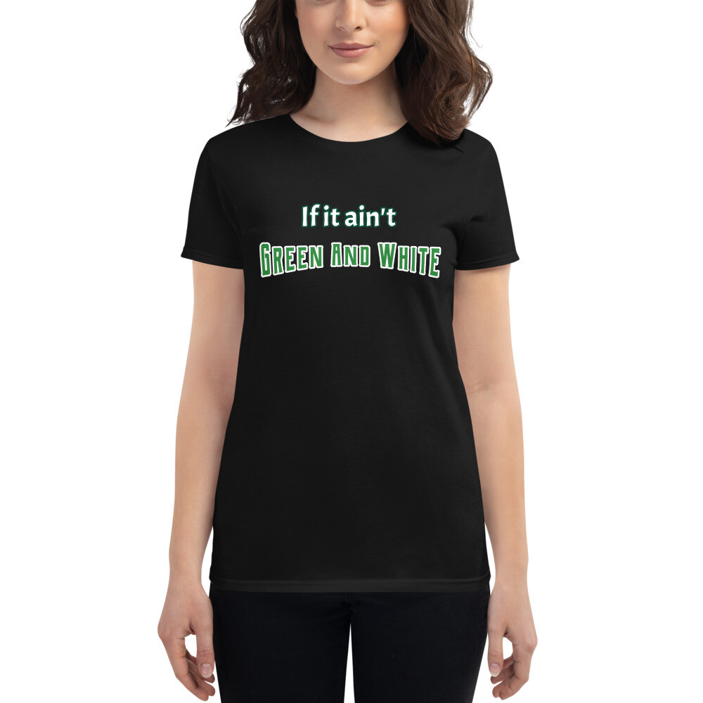 Green & White  Women's Graphic Crewneck T-Shirt