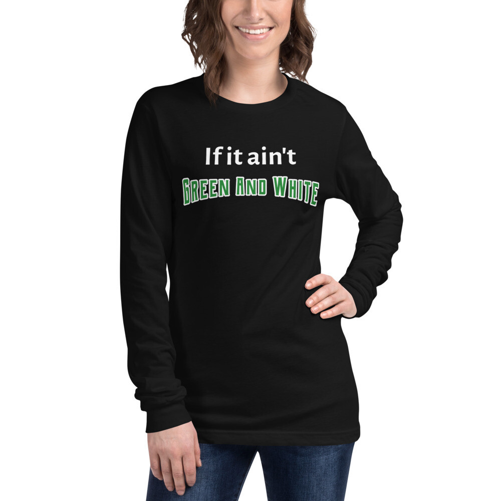 Green &amp; White Women&#39;s Long Sleeve T-Shirt, Color: Black, Size: XS