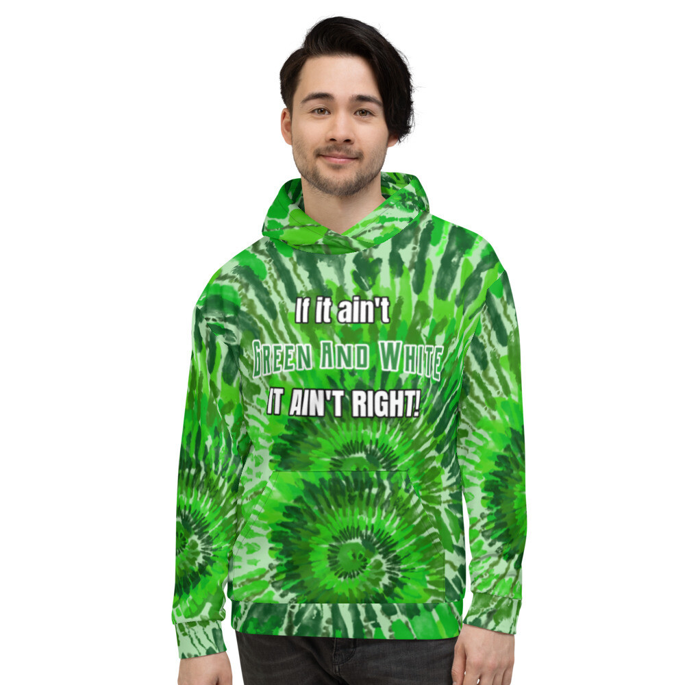 Green &amp; White Tie Dye Graphic Men&#39;s Hoodie, Size: XS