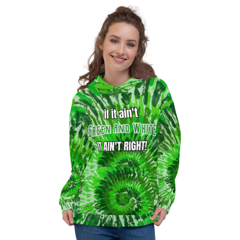 Green &amp; White Tie Dye Graphic Women&#39;s Hoodie, Size: XS