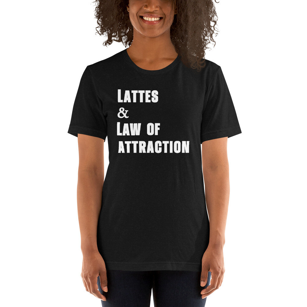 Law of Attraction Women&#39;s Short-Sleeve Graphic T-Shirt, Color: Black Heather, Size: XS, Font Color: White
