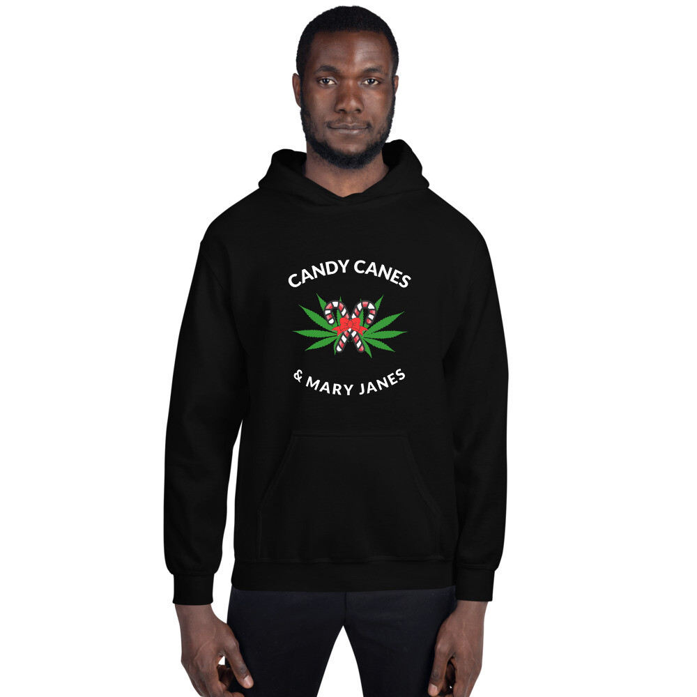 Candy Canes &amp; Mary Janes Men&#39;s Holiday 420 Hoodie, Color: Black, Size: S