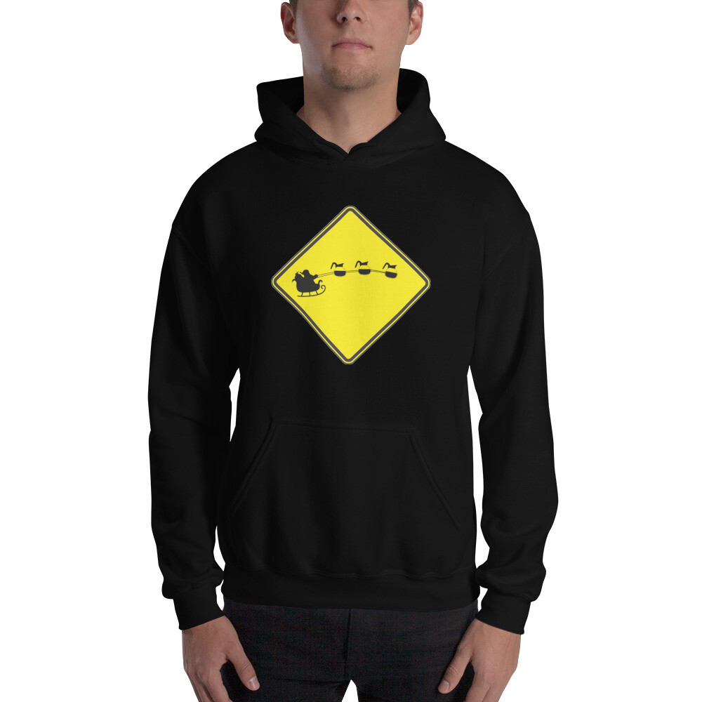 Christmas Eve Crossing Men&#39;s Holiday Hoodie, Color: Black, Size: S