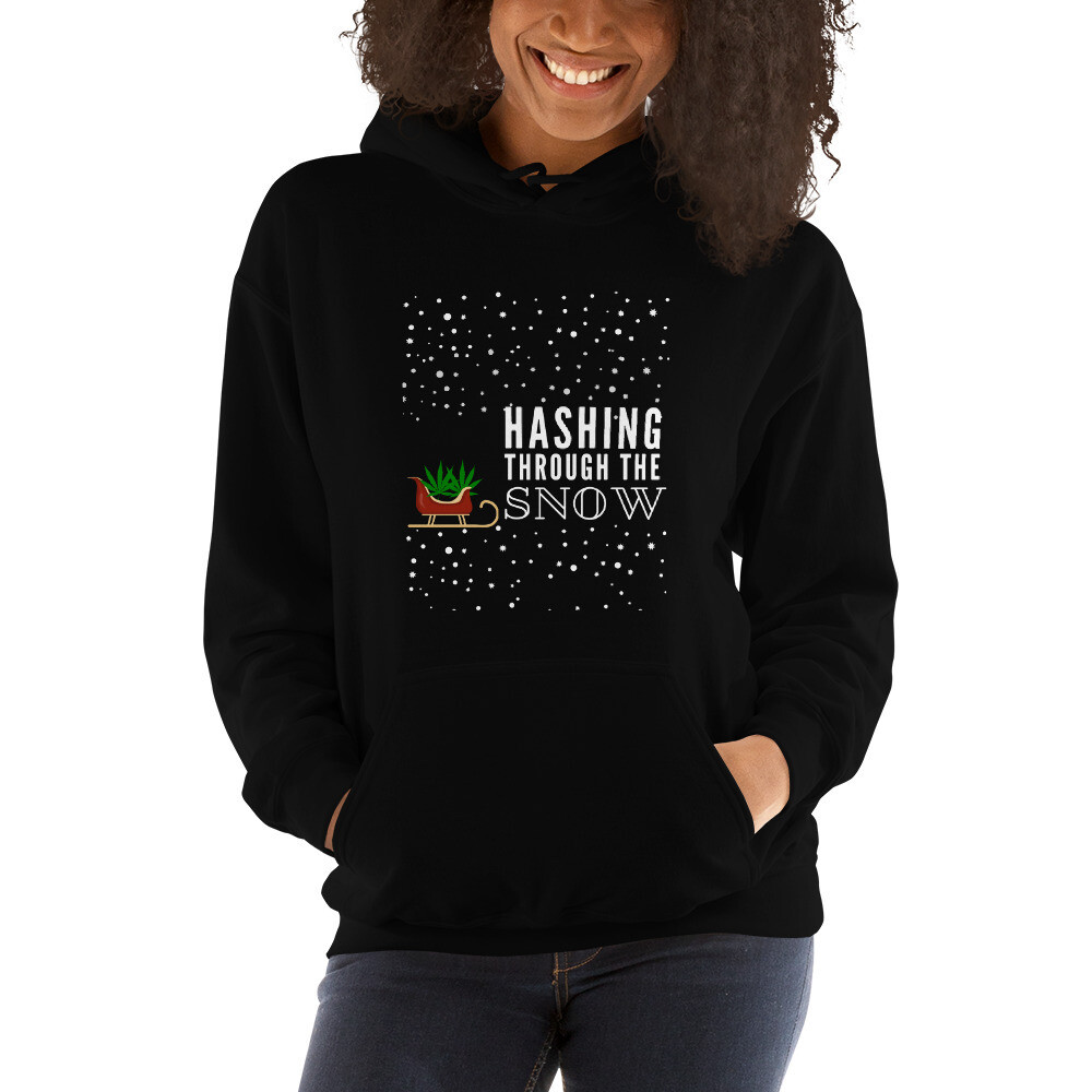 Hashing Through The Snow Women's Holiday 420 Hash Weed Hoodie
