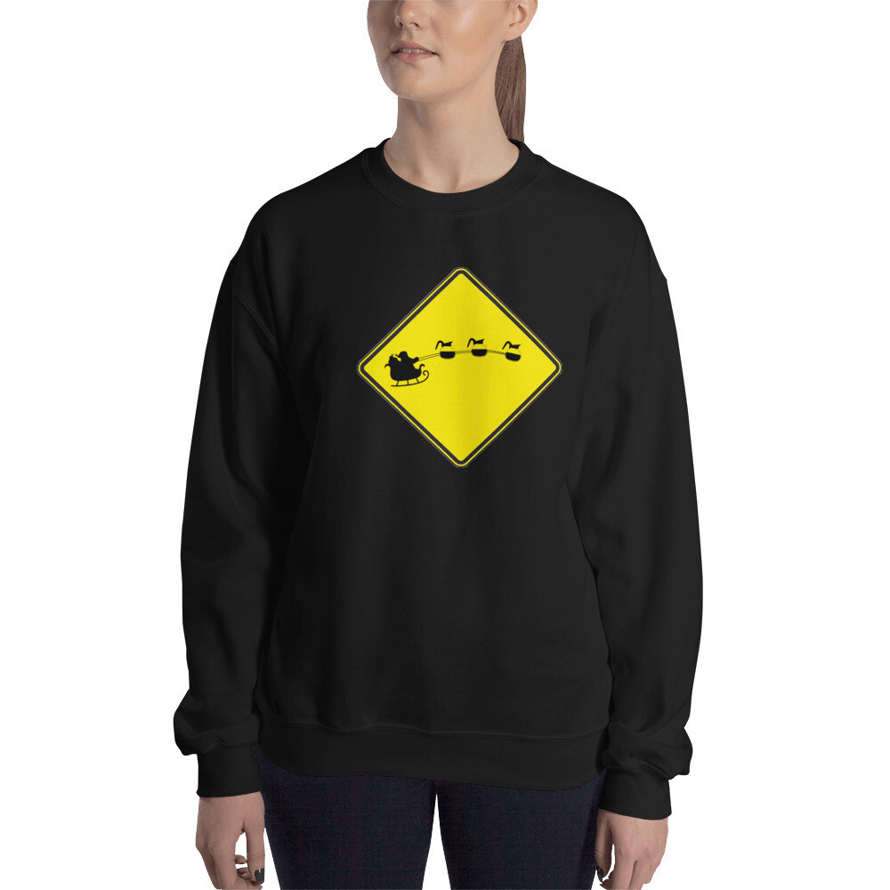 Christmas Eve Crossing Women&#39;s Holiday Sweatshirt, Color: Black, Size: S