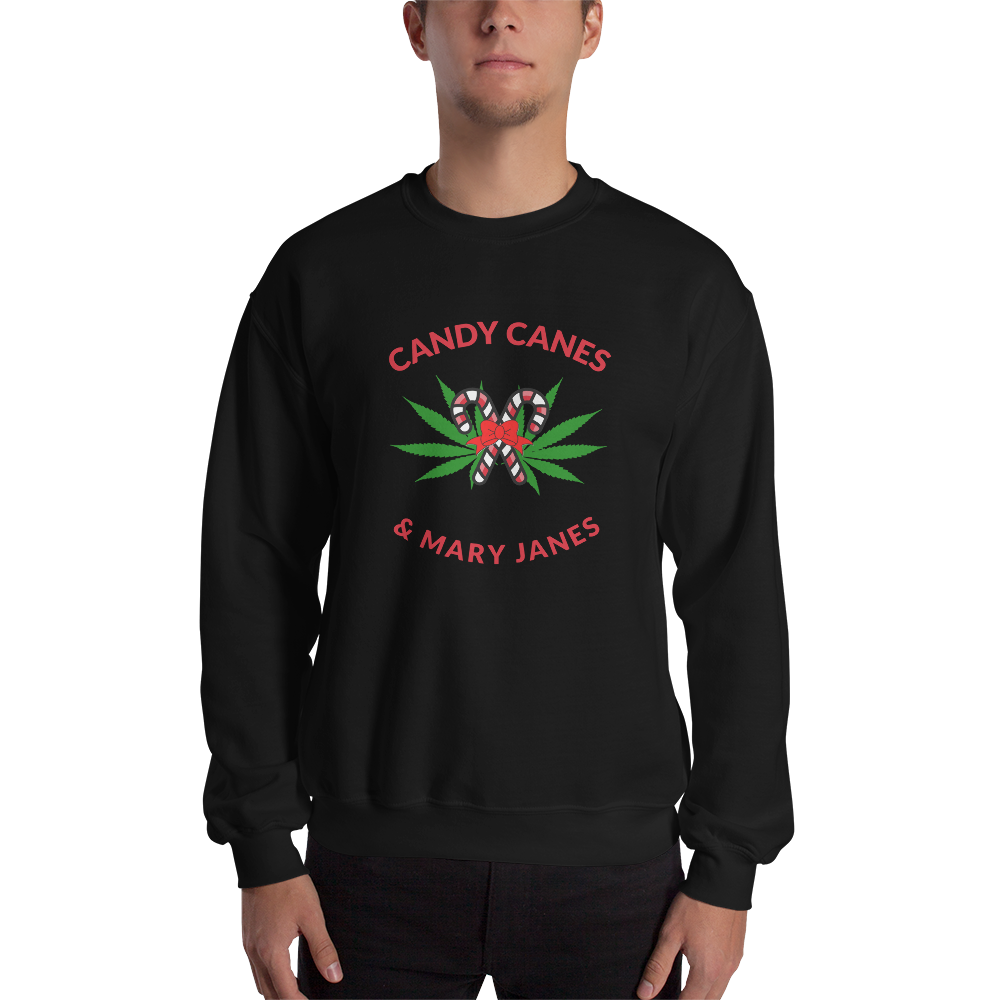 Candy Canes &amp; Mary Janes Men&#39;s 420 Sweatshirt, Color: Black, Size: S